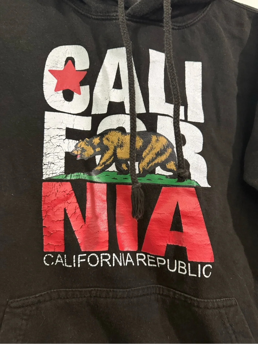 Y2K vintage adult small California republic bear black hoodie with pockets